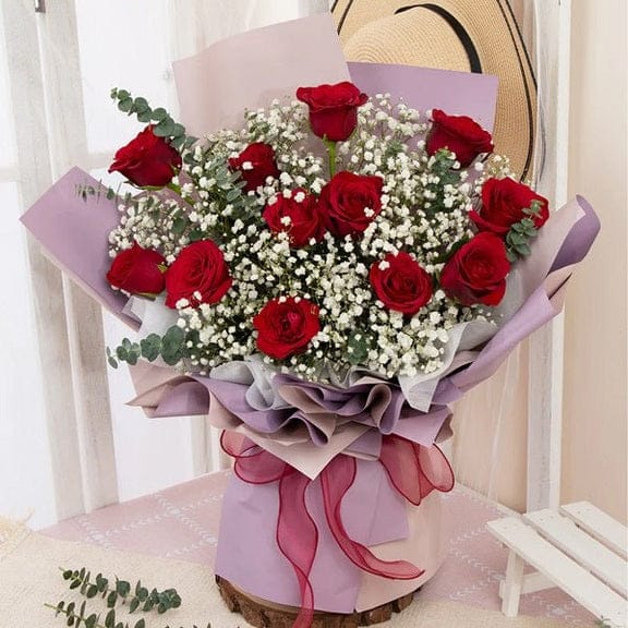 Buket mawar merah muda yang elegan