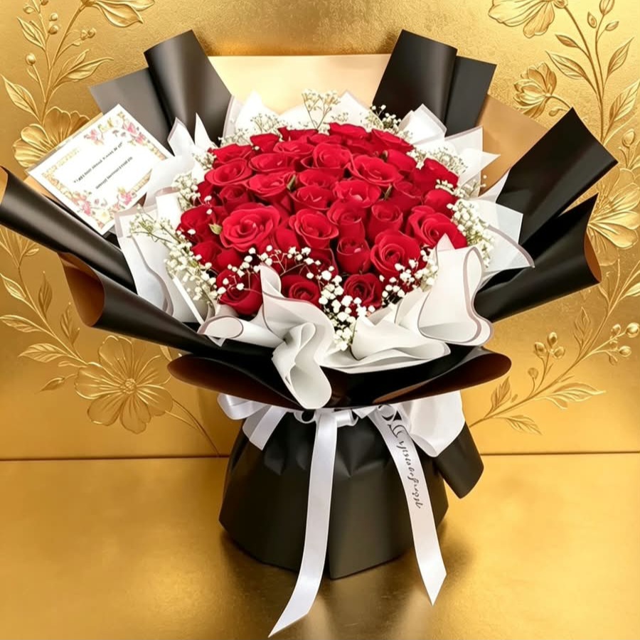 Buket bunga mawar merah